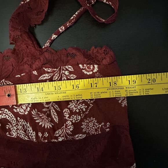 Intimately Free People All Nighter Trapeze Slip Dress Lace Sheer Red Med/large - Picture 7 of 9